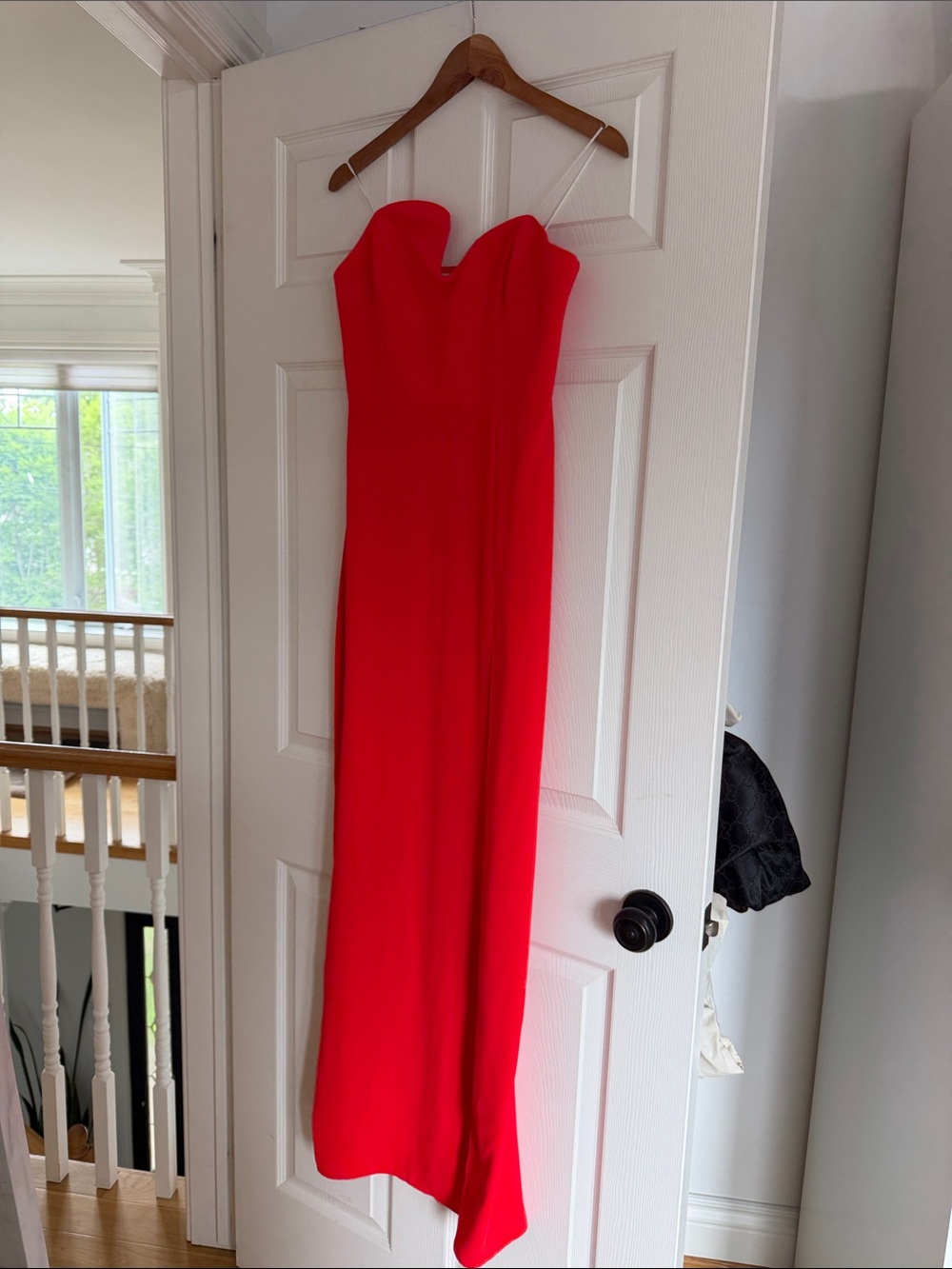 Amanda Uprichard Strapless Red Gown with Thigh Slit - Picture 4 of 10